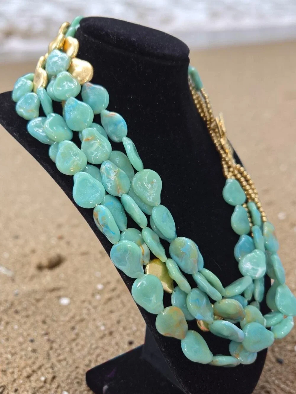 Multi-Strand Beaded Necklace with Gold Accents NEW!